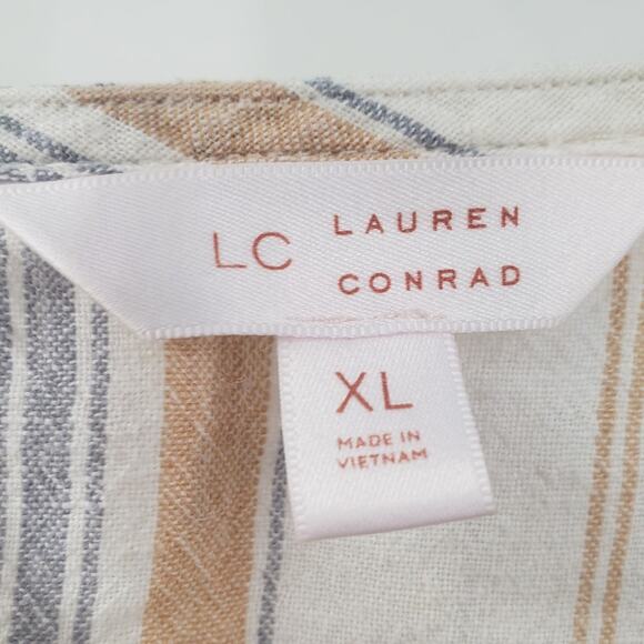 LAUREN CONRAD Striped Linen Blend Top Womens Size Extra Large XL - Picture 3 of 4